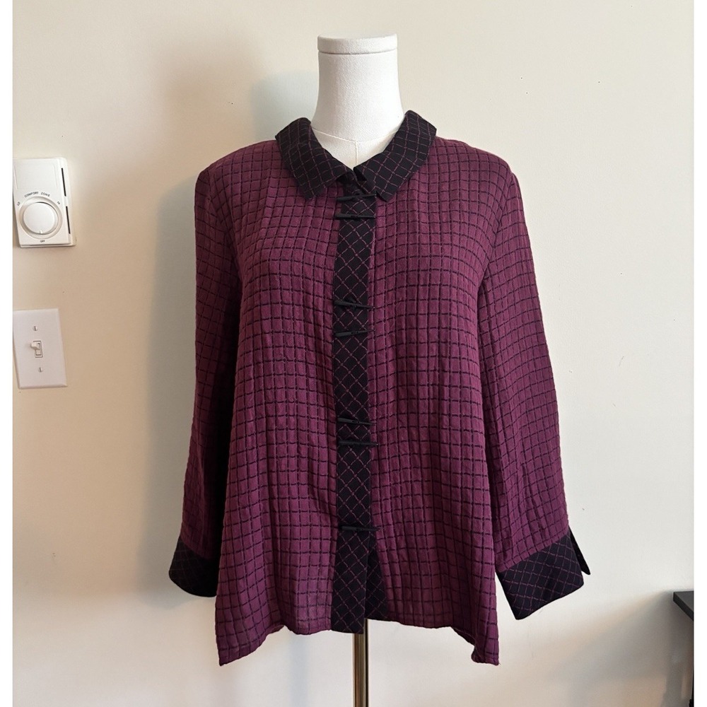 Habitat Clothing Medium Button Up Shirt Purple Black Boho Hippie Cotton
